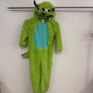Kids Plush Green Monster Onesie Halloween Costume Size 4-5T